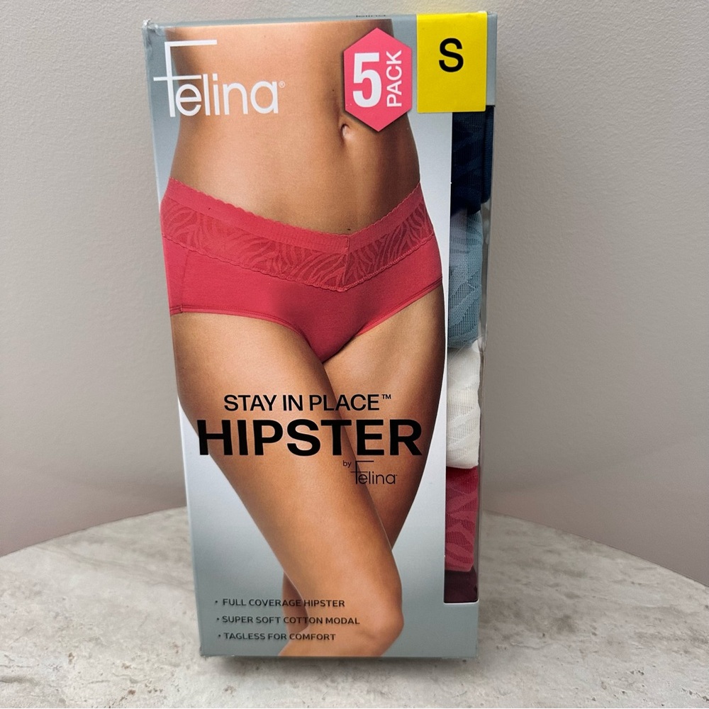 Women’s Felina Hipster Panties Underwear 5-Pack NWT Size Small